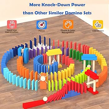 Amazon | 1200ピース ドミノセット 子供用 木製ドミノ